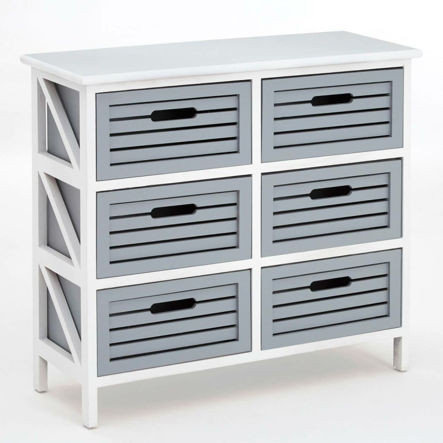 FURNITURE Premier Storage | Vermont 6 Grey Drawers Unit