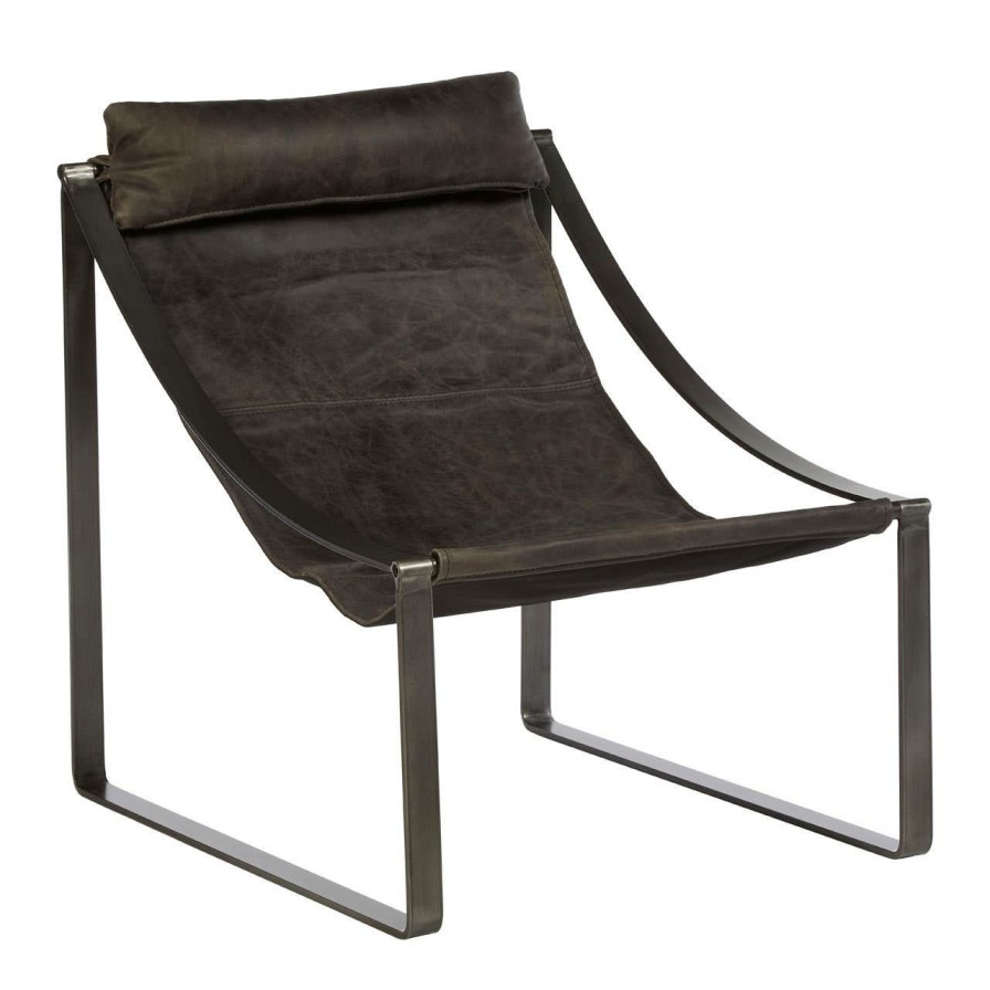 FURNITURE Fifty Five South Lounge Chairs | Hoxton Ebony Leather Chair