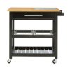 FURNITURE Premier Bar Carts and Trolleys | Glenn Wide Kitchen Trolley With Granite Top