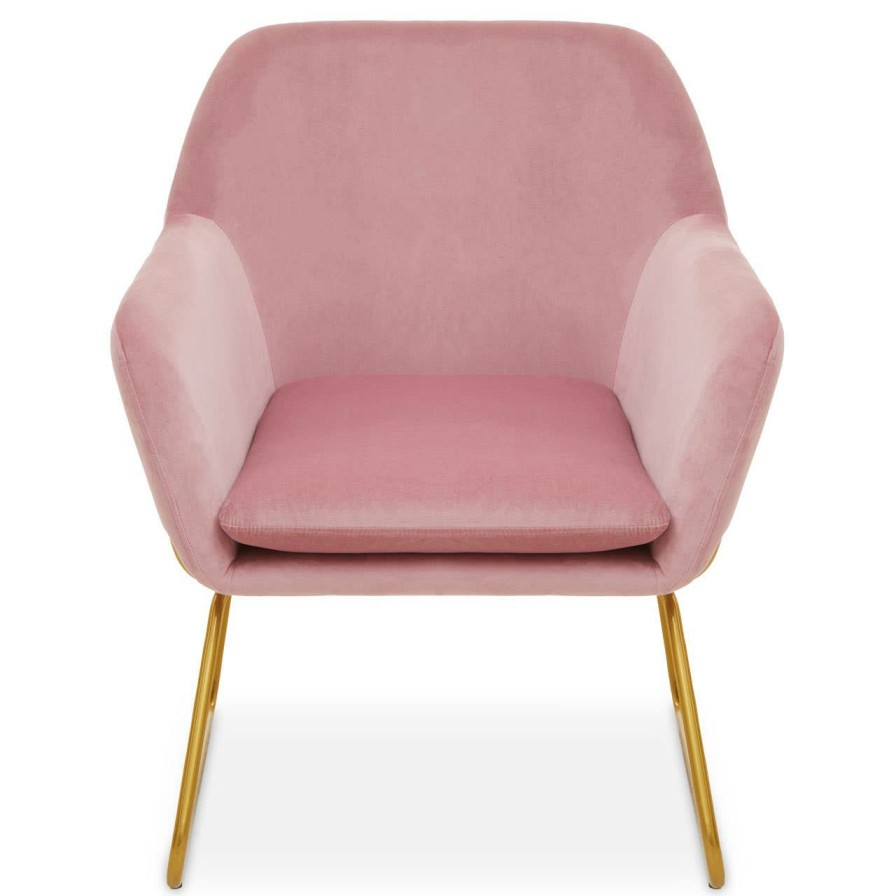 FURNITURE Premier Armchairs | Xander Pink Velvet Powder Gold Armchair