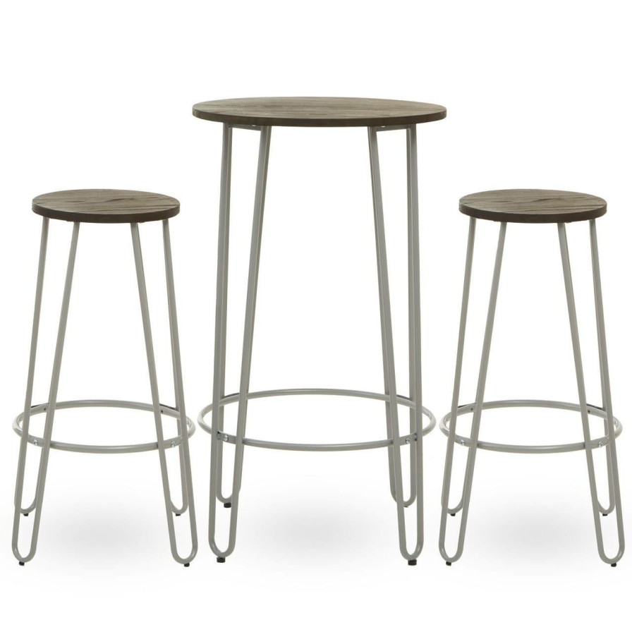 FURNITURE Premier Bar Tables | District 3Pc Elm Wood Bar Table And Stool Set