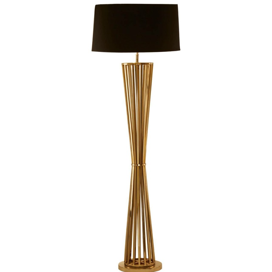 Accessories Fifty Five South Floor Lamps | Skye Gold Finish And Twisted Base Floor Lamp