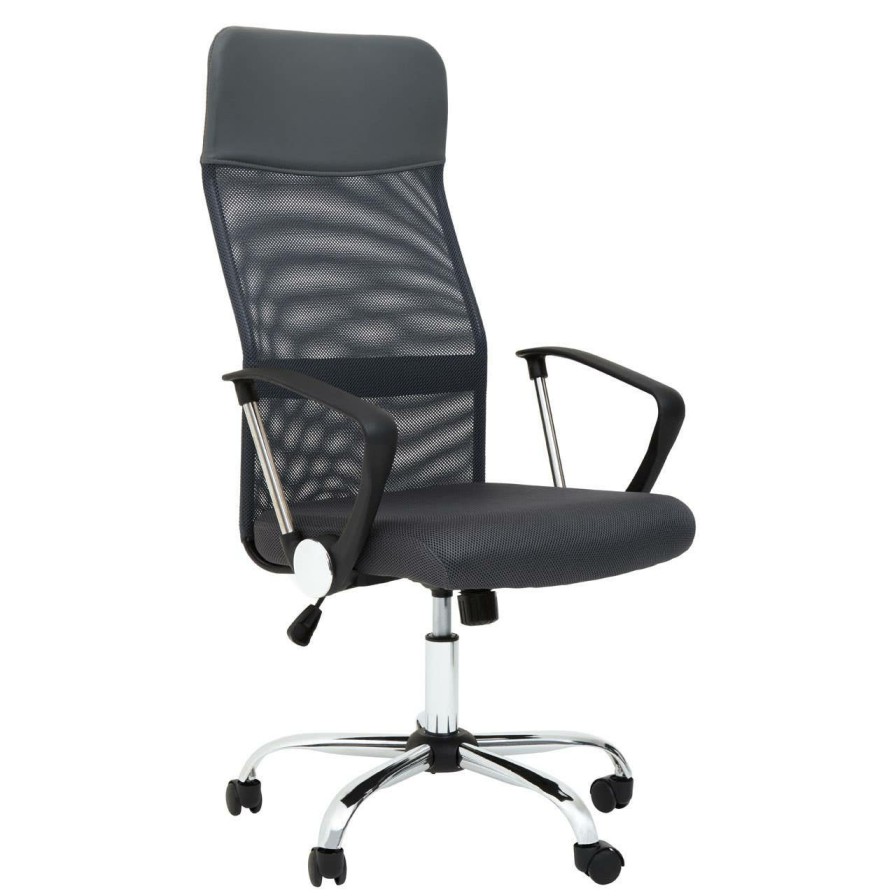 FURNITURE Premier Home Office Chairs | Brent Grey Mesh Home Office Chair