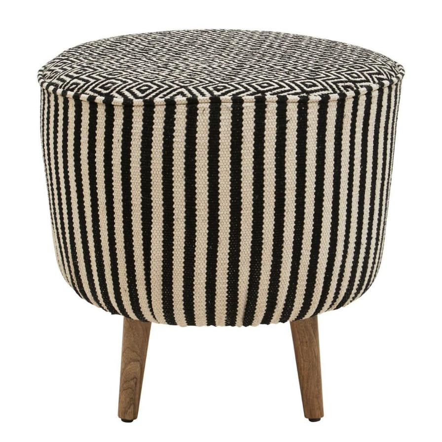 FURNITURE Fifty Five South Stools | Cefena Striped Footstool