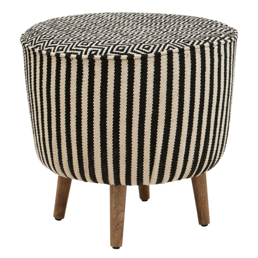 FURNITURE Fifty Five South Stools | Cefena Striped Footstool