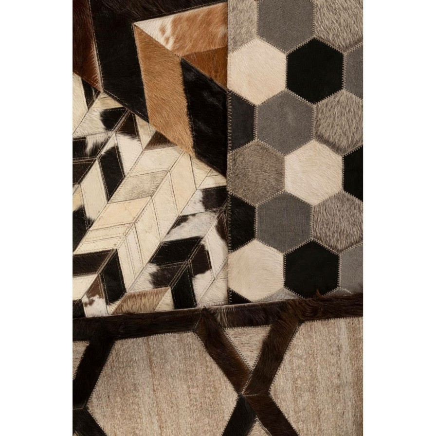 Accessories Fifty Five South Rugs | Safira Large Black And White And Grey Patchwork Rug