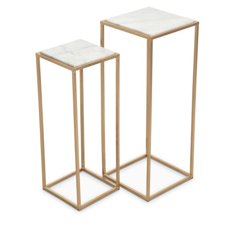 FURNITURE Fifty Five South Nesting Tables | Mandoli Nest Of 2 White Marble Side Tables