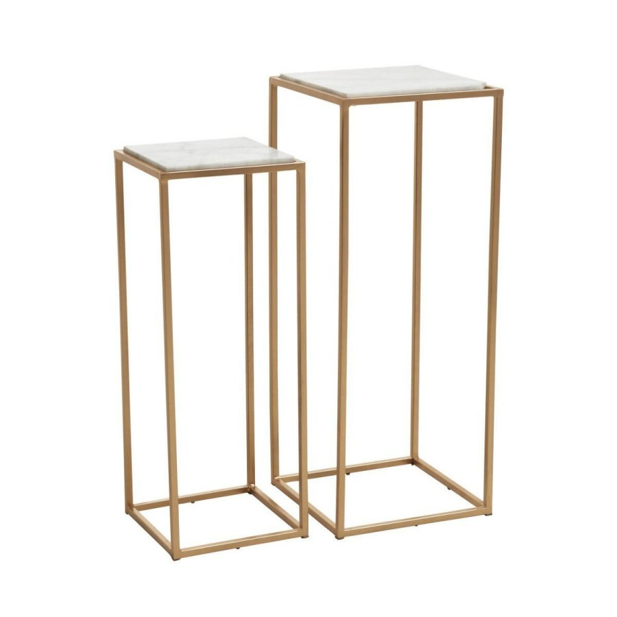 FURNITURE Fifty Five South Nesting Tables | Mandoli Nest Of 2 White Marble Side Tables