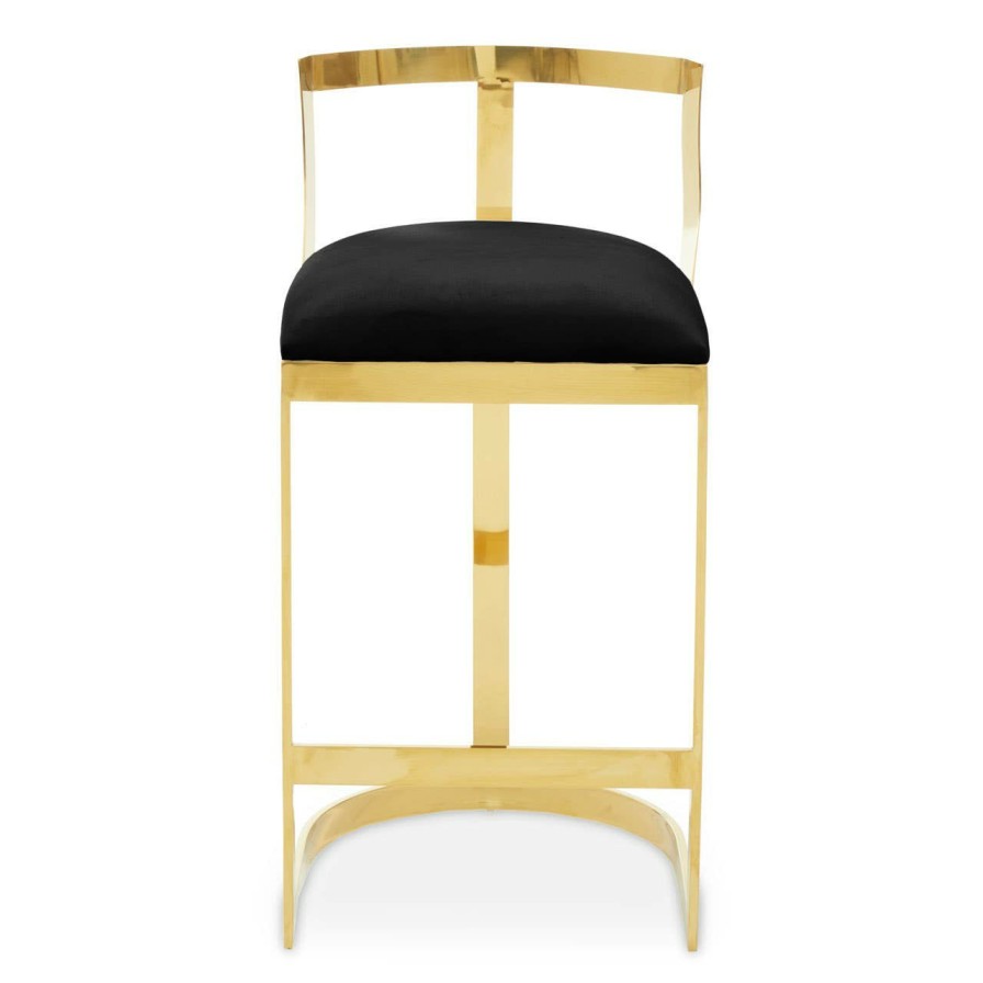 FURNITURE Fifty Five South Bar Seating | Azalea Black Velvet Bar Stool