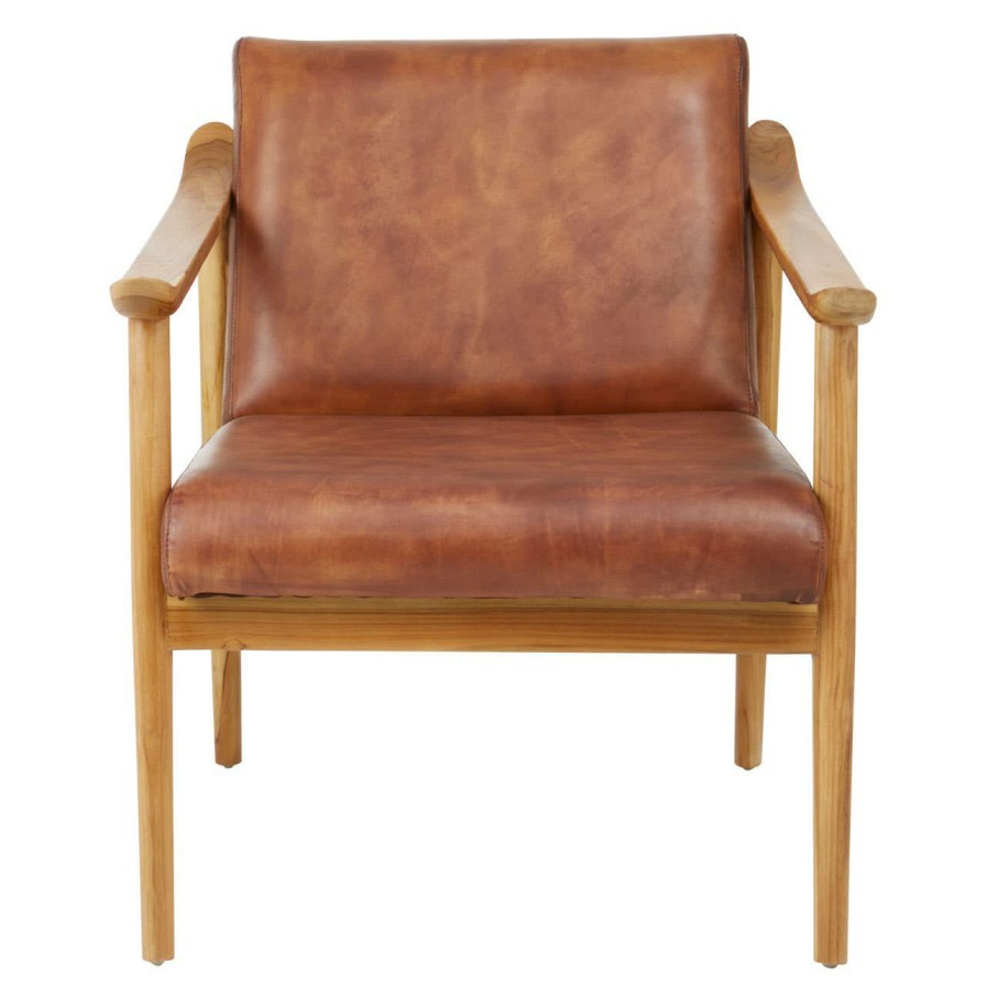 FURNITURE Fifty Five South Seating | Kendari Chair With Brown Plain Leather