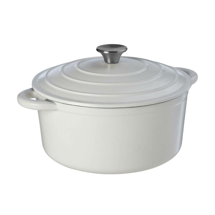 Kitchen and Dining Premier Roasting Tins and Oven Dishes | Hygge Large White Cast Iron Casserole Dish