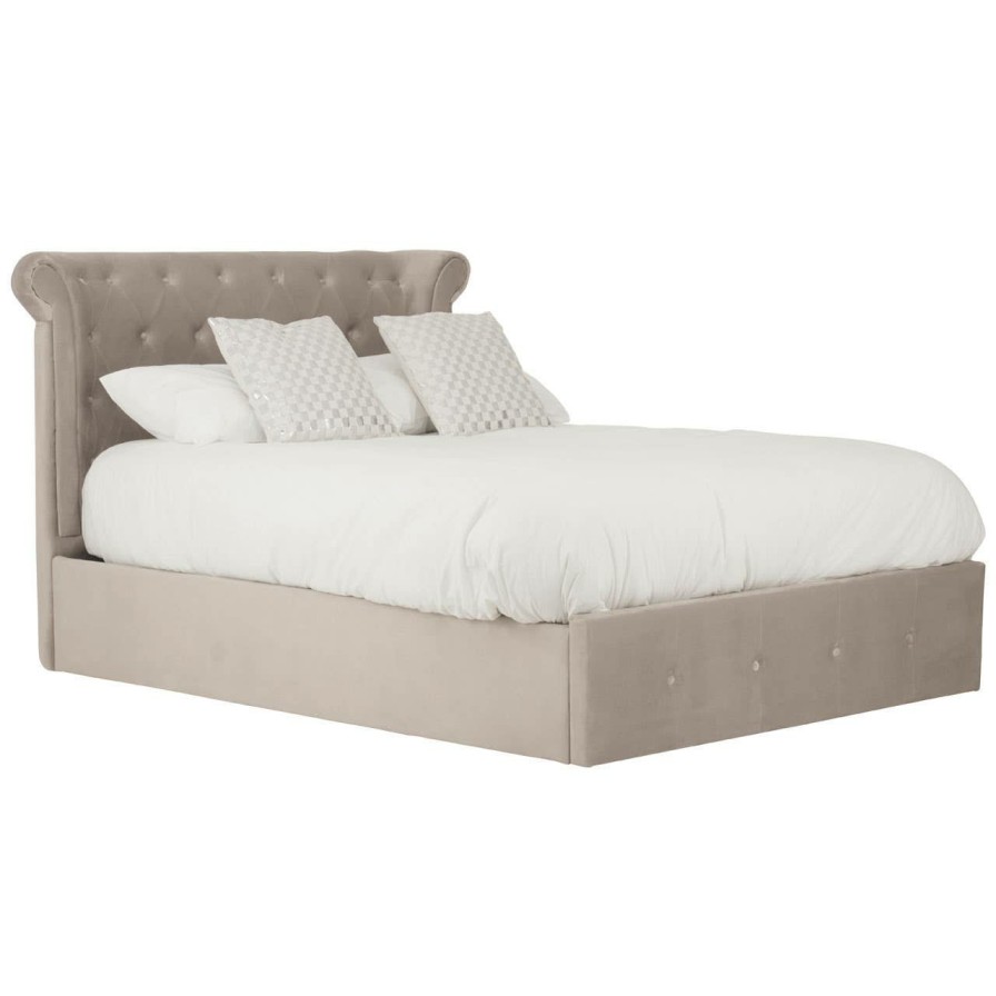 FURNITURE Premier Beds | Edison Beige Double Ottoman Bed