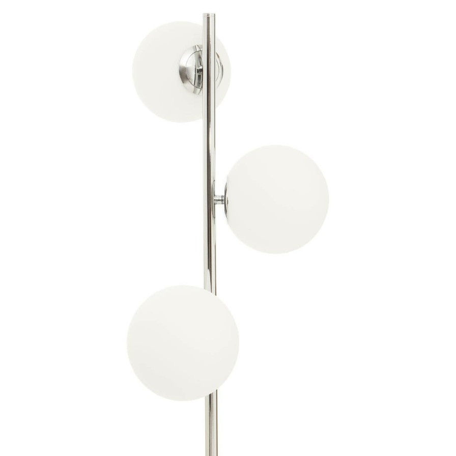 Accessories Fifty Five South Floor Lamps | Karter Chrome Finish And White Glass Floor Lamp