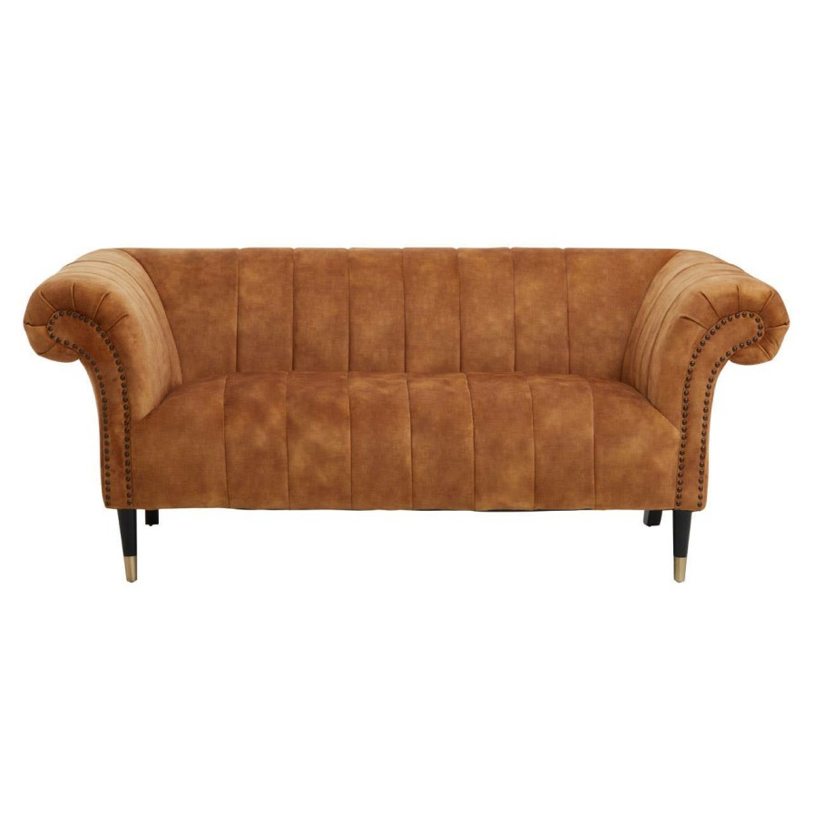 FURNITURE Fifty Five South Sofas | Siena Two Seat Gold Velvet Sofa