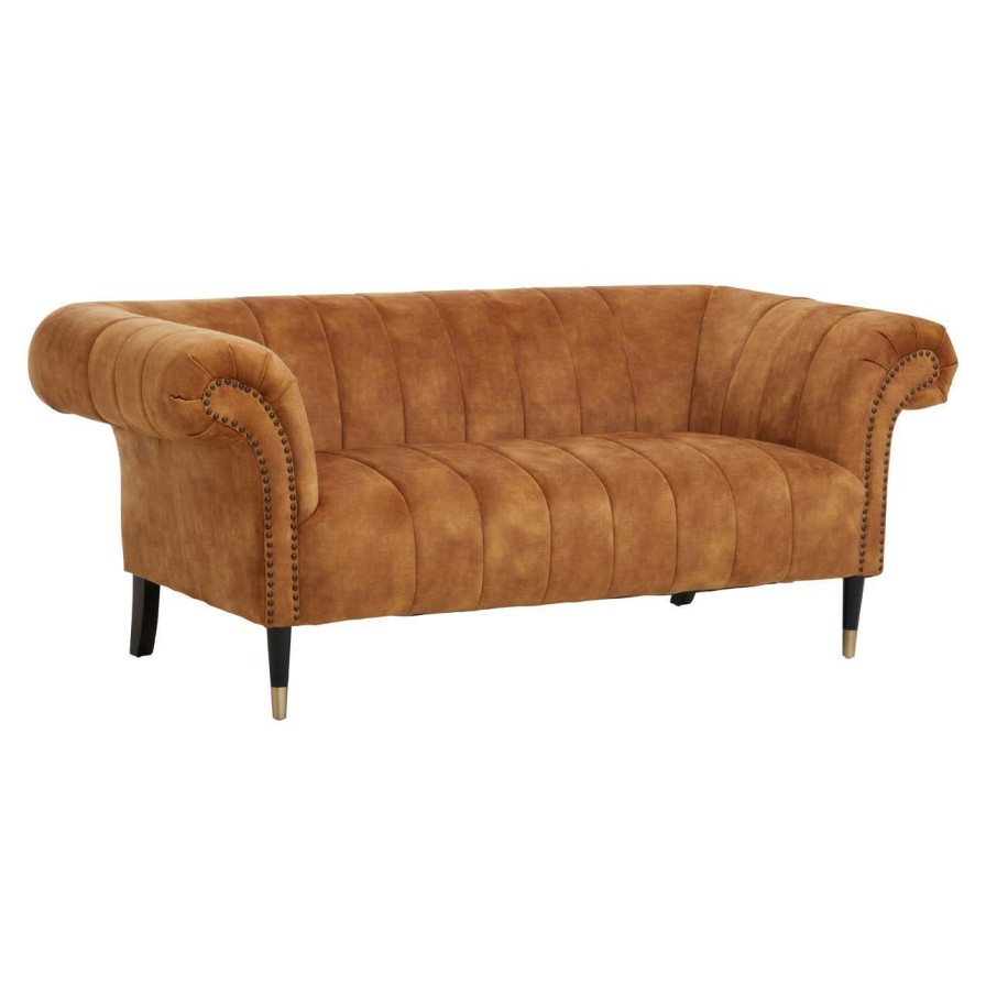 FURNITURE Fifty Five South Sofas | Siena Two Seat Gold Velvet Sofa