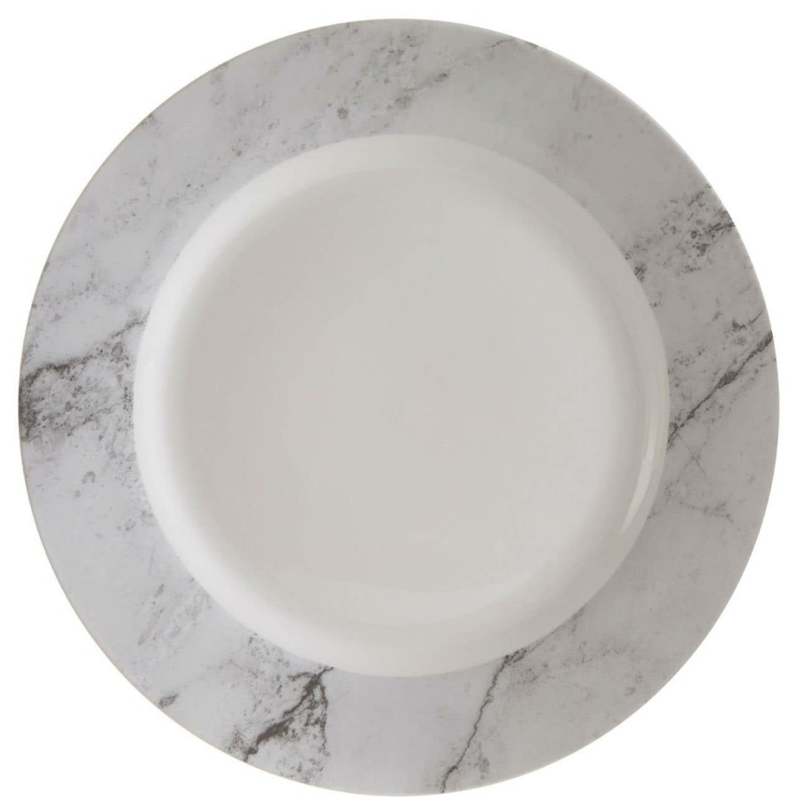 Kitchen and Dining Premier Dinner Sets | 16 Pc White And Grey Marble Effect Dinner Set