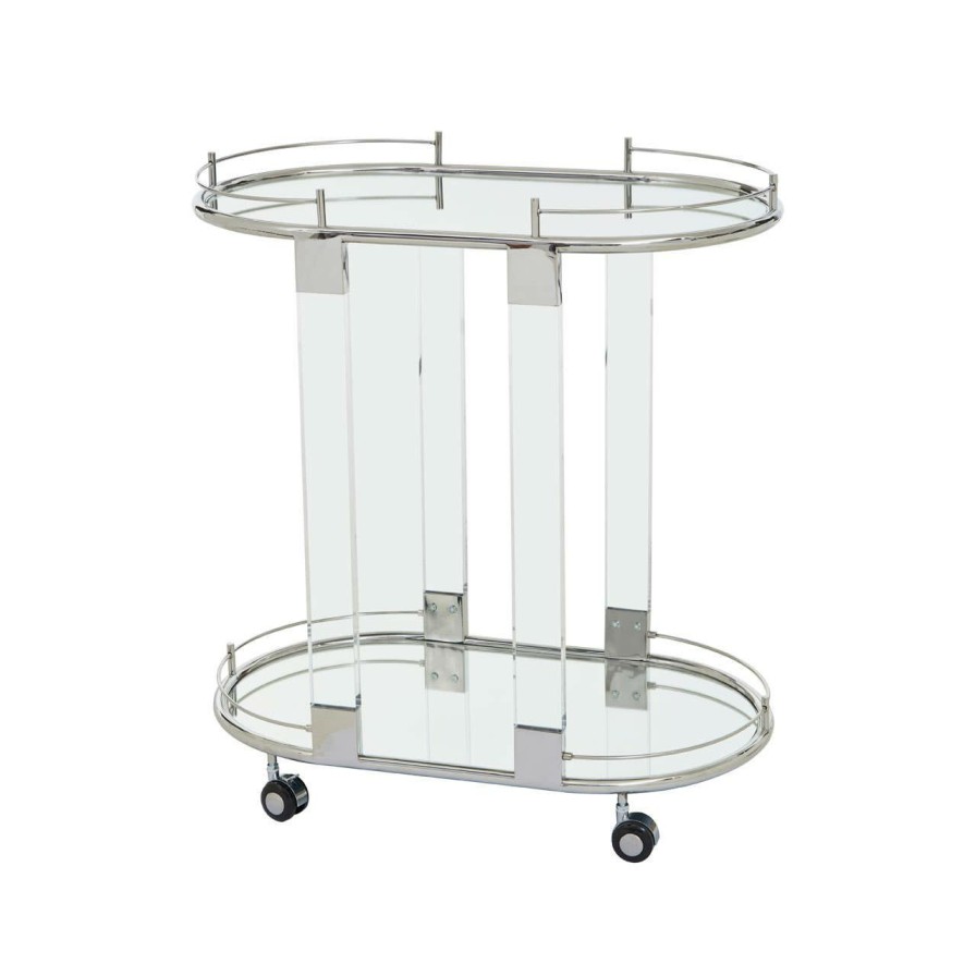 FURNITURE Fifty Five South Bar Carts and Trolleys | Oria Oval Mirrored Trolley