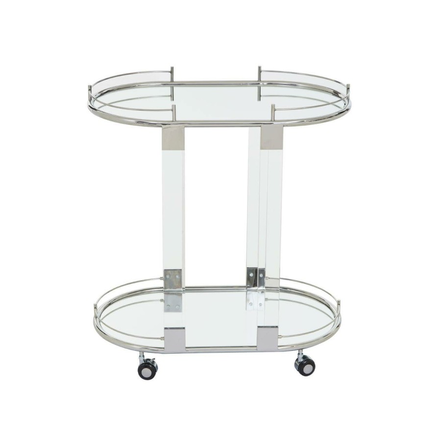 FURNITURE Fifty Five South Bar Carts and Trolleys | Oria Oval Mirrored Trolley