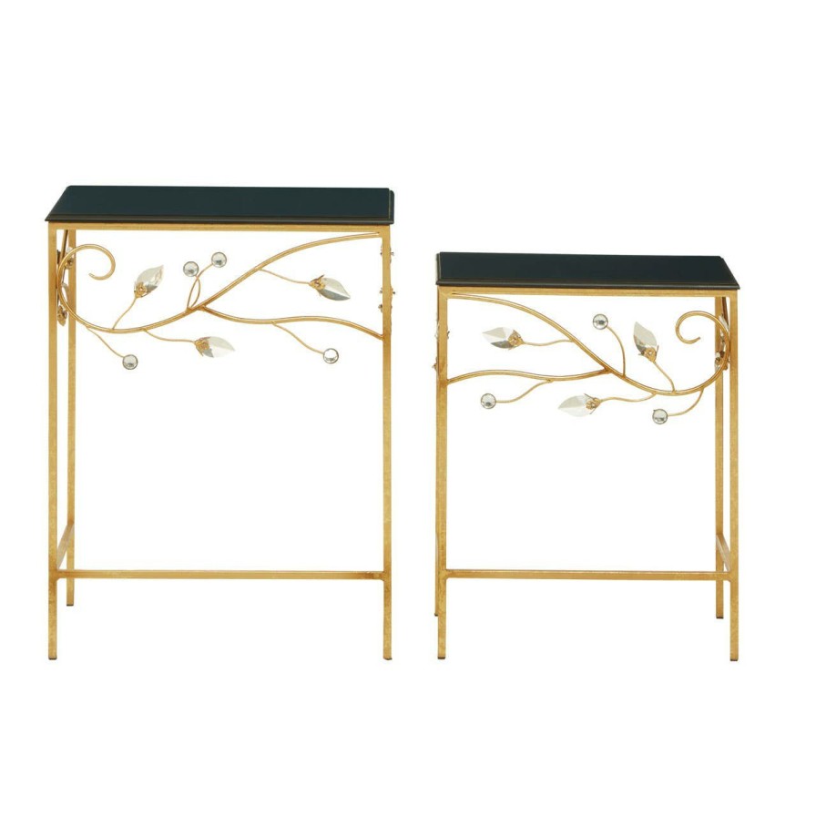 FURNITURE Premier Side Tables | Yaxi Set Of 2 Tables With Black Wooden Top