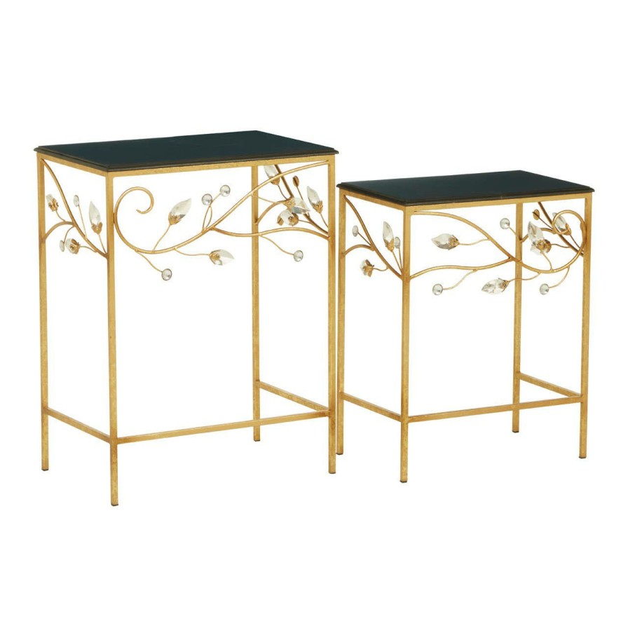 FURNITURE Premier Side Tables | Yaxi Set Of 2 Tables With Black Wooden Top