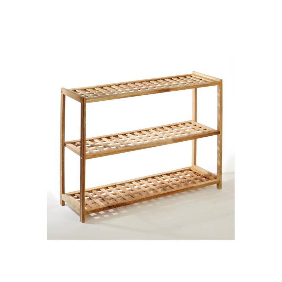 Bathe and Utility Premier Shoe Accessories and Storage | Walnut Wood Bathe Three Tier Shoe Rack