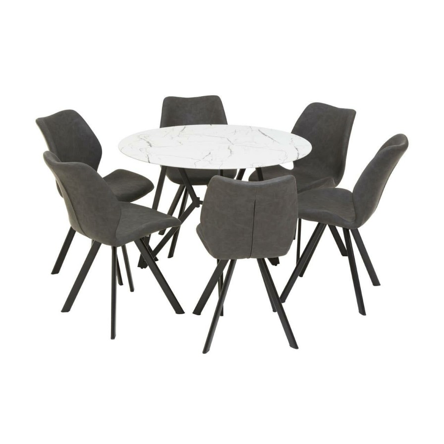 FURNITURE Premier Dining Sets | Weston Round Grey Dining Set