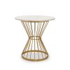 FURNITURE Fifty Five South Dining Tables | Anzio White Marble And Gold Hourglass Base Dining Table