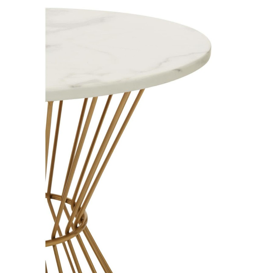 FURNITURE Fifty Five South Dining Tables | Anzio White Marble And Gold Hourglass Base Dining Table