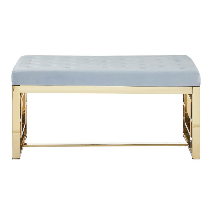 FURNITURE Premier Benches | Allure Powder Grey Tufted Bench