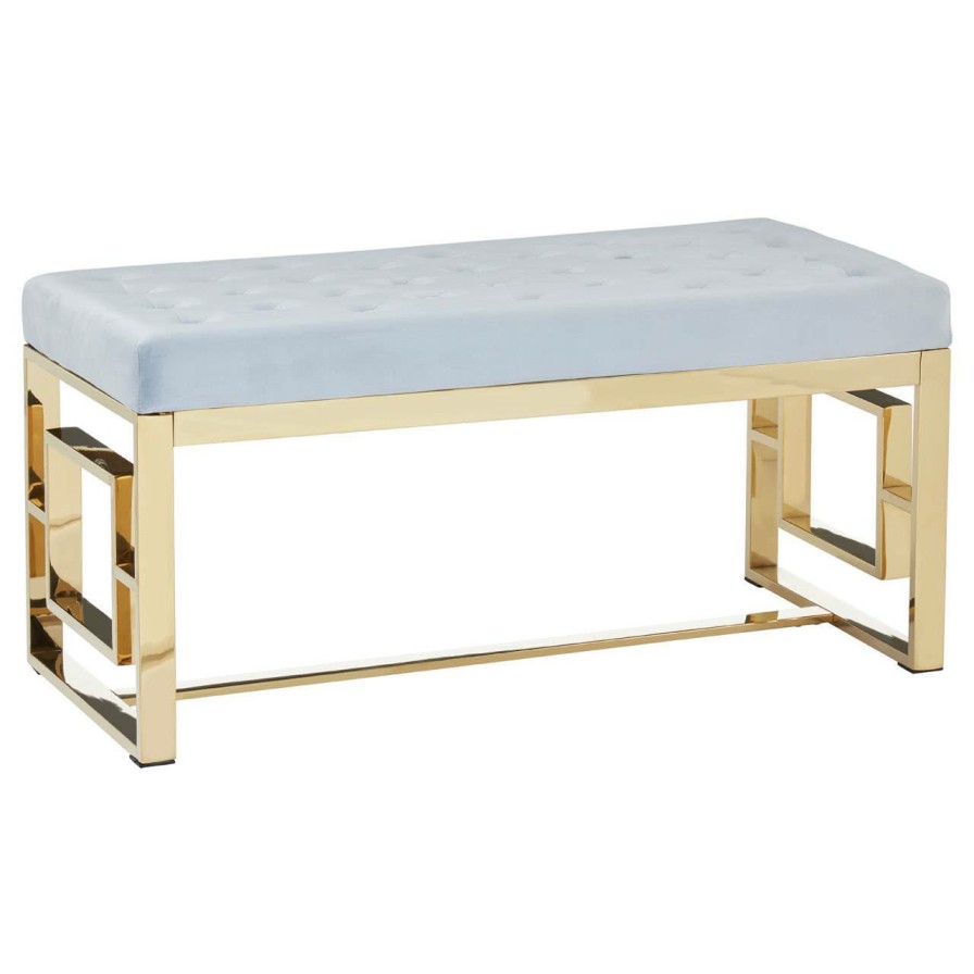 FURNITURE Premier Benches | Allure Powder Grey Tufted Bench