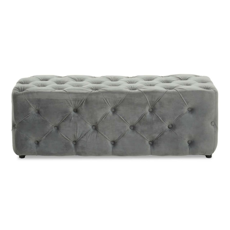 FURNITURE Fifty Five South Seating | Alea Grey Velvet Bench