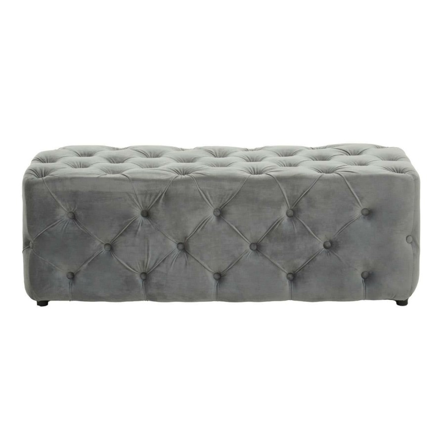 FURNITURE Fifty Five South Seating | Alea Grey Velvet Bench