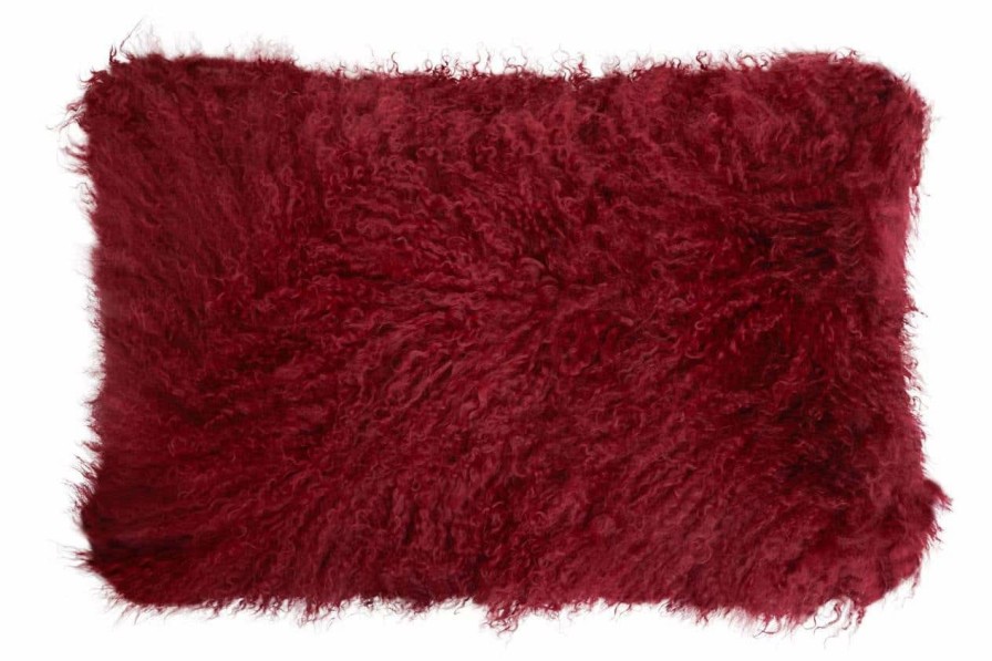 Accessories Bosie Cushions | Bosie Large Maroon Mongolian Lamb Fur Cushion