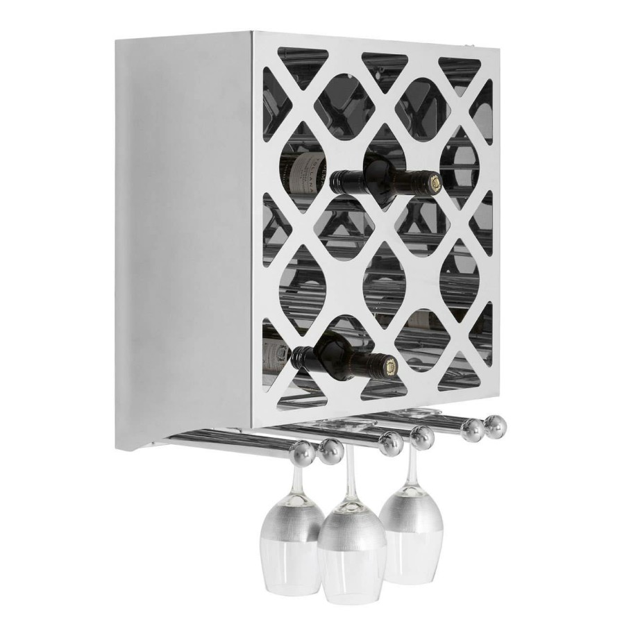 Kitchen and Dining Fifty Five South Wine Racks | Novo 12 Bottle Silver Finish Wine Rack