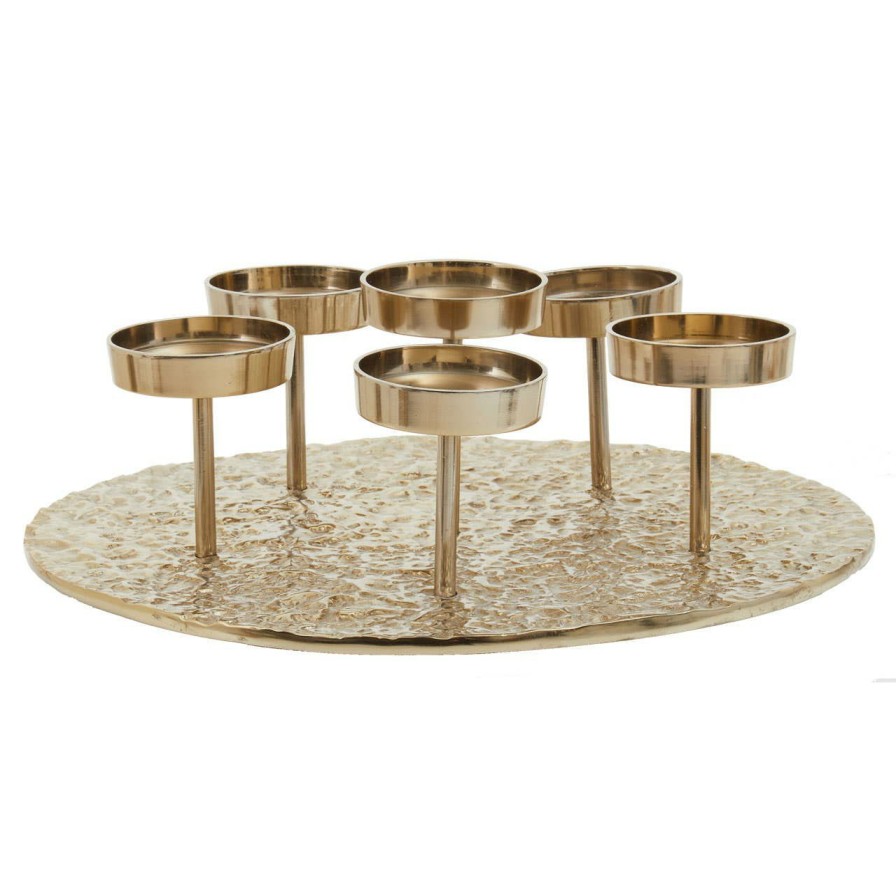 Accessories Fifty Five South Candles and Holders | Akola Gold Round Six Pillar Candle Holder