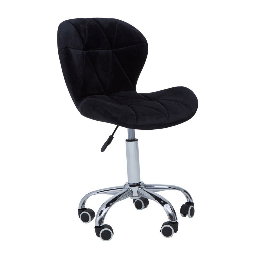 FURNITURE Premier Seating | Black Velvet Quilted Home Office Chair