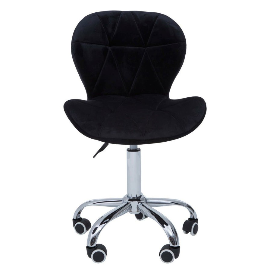 FURNITURE Premier Seating | Black Velvet Quilted Home Office Chair