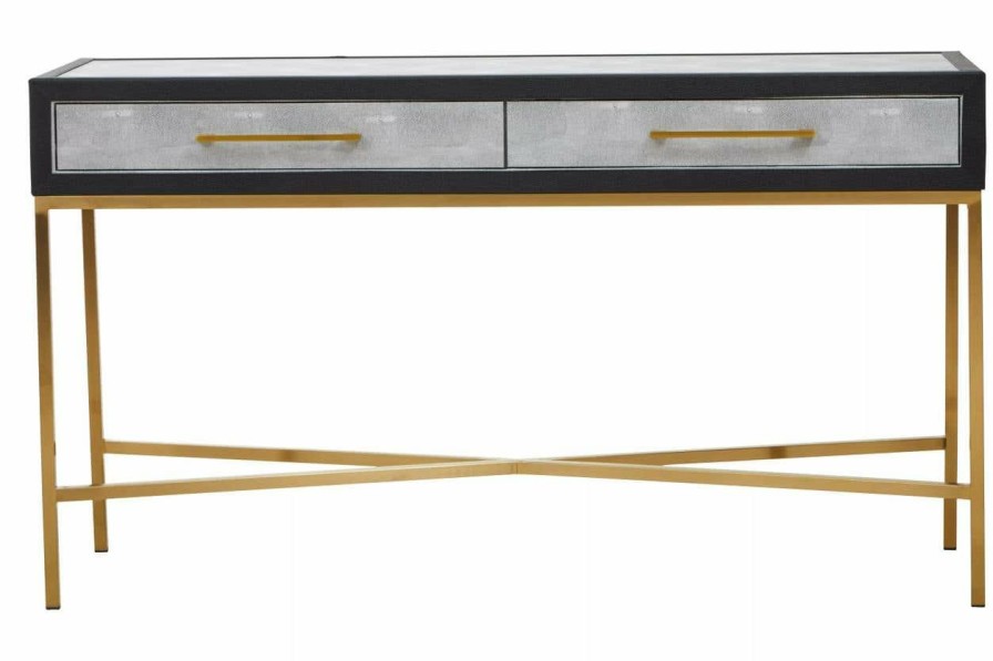 FURNITURE Fifty Five South Console Tables | Cadiz Grey Shagreen Console Table