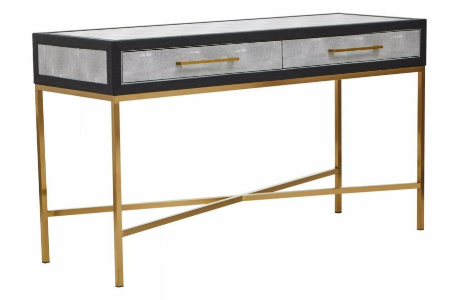 FURNITURE Fifty Five South Console Tables | Cadiz Grey Shagreen Console Table