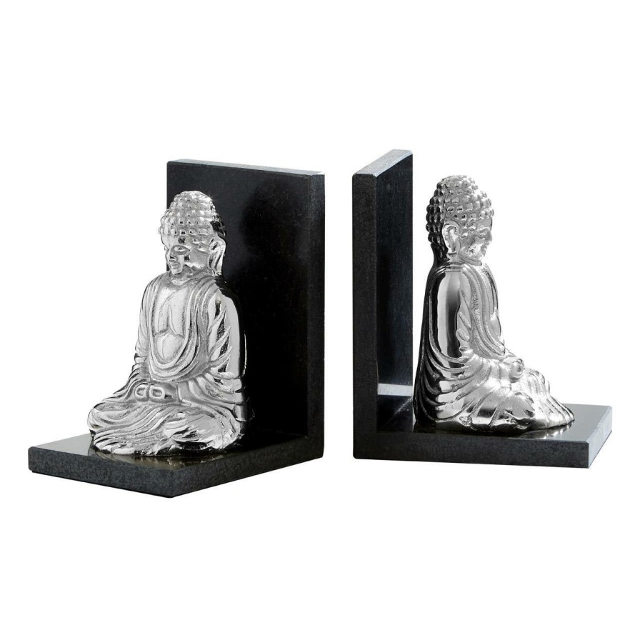 Accessories Fifty Five South Bookends | Set Of 2 Buddha Bookends With Marble Base