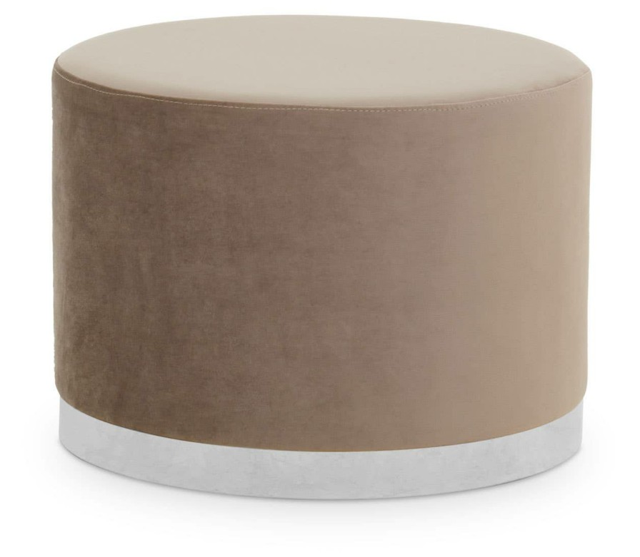 FURNITURE Fifty Five South Seating | Hagen Mink And Silver Round Stool