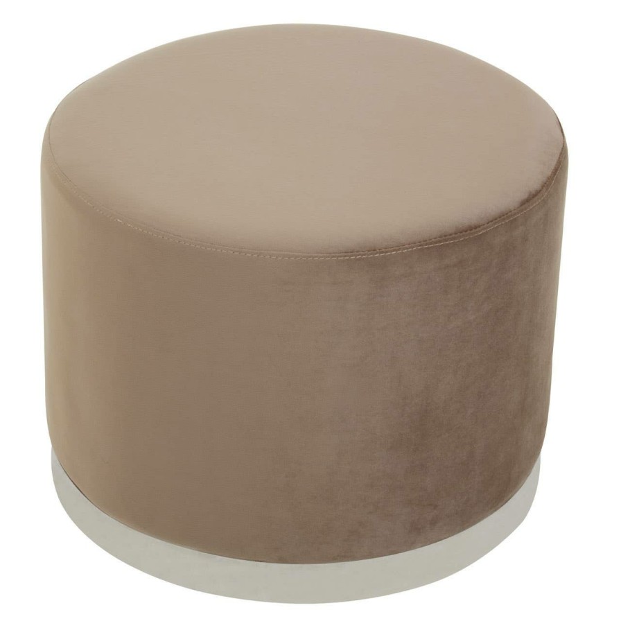 FURNITURE Fifty Five South Seating | Hagen Mink And Silver Round Stool