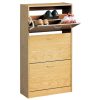 Bathe and Utility Premier Shoe Accessories and Storage | Norsk 3 Drawer Oak Veneer Shoe Cupboard