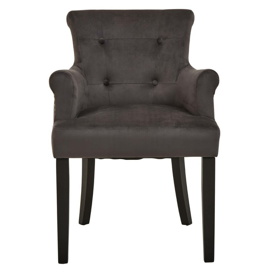 FURNITURE Fifty Five South Armchairs | Doucet Grey Velvet Chair With Ring Back