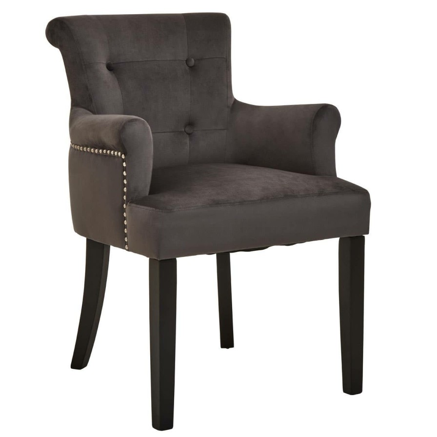 FURNITURE Fifty Five South Armchairs | Doucet Grey Velvet Chair With Ring Back