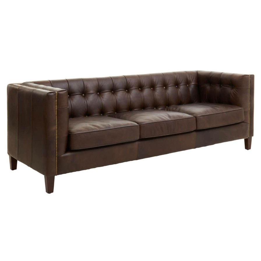 FURNITURE Fifty Five South Sofas | King Three Seater Tufted Back Leather Sofa