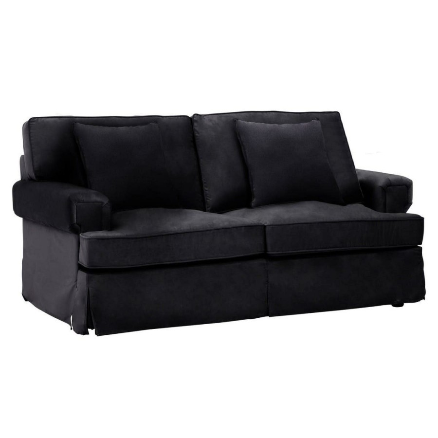 FURNITURE Fifty Five South Sofas | Ralph Two Seat Black Velvet Sofa