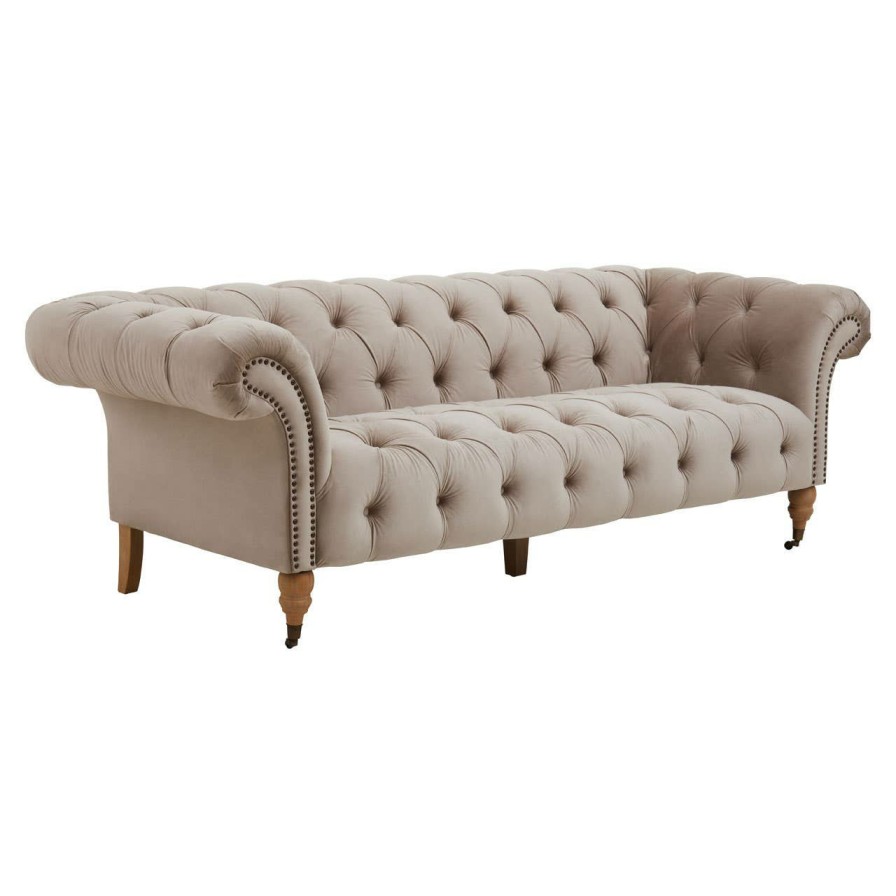 FURNITURE Fifty Five South Sofas | Suri Three Seat Natural Velvet Sofa