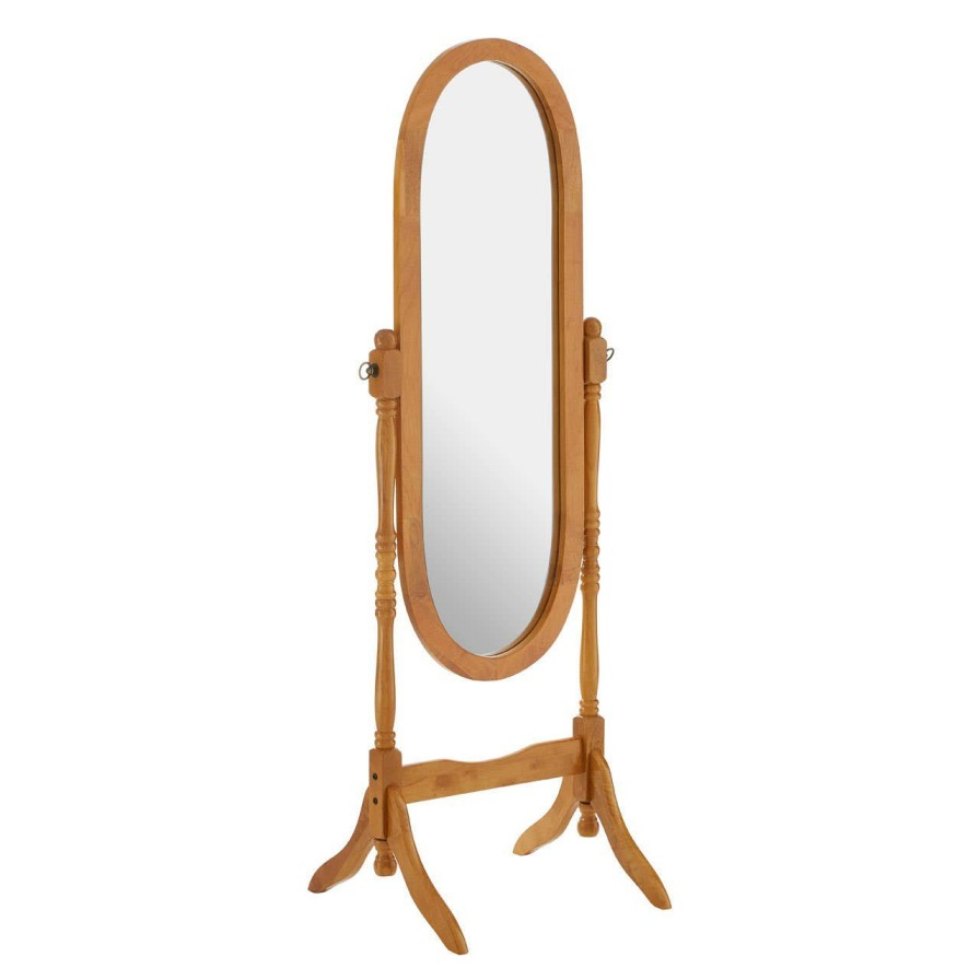 Bathe and Utility Premier Mirrors | Oval Cheval Mirror With Oak Finish Frame