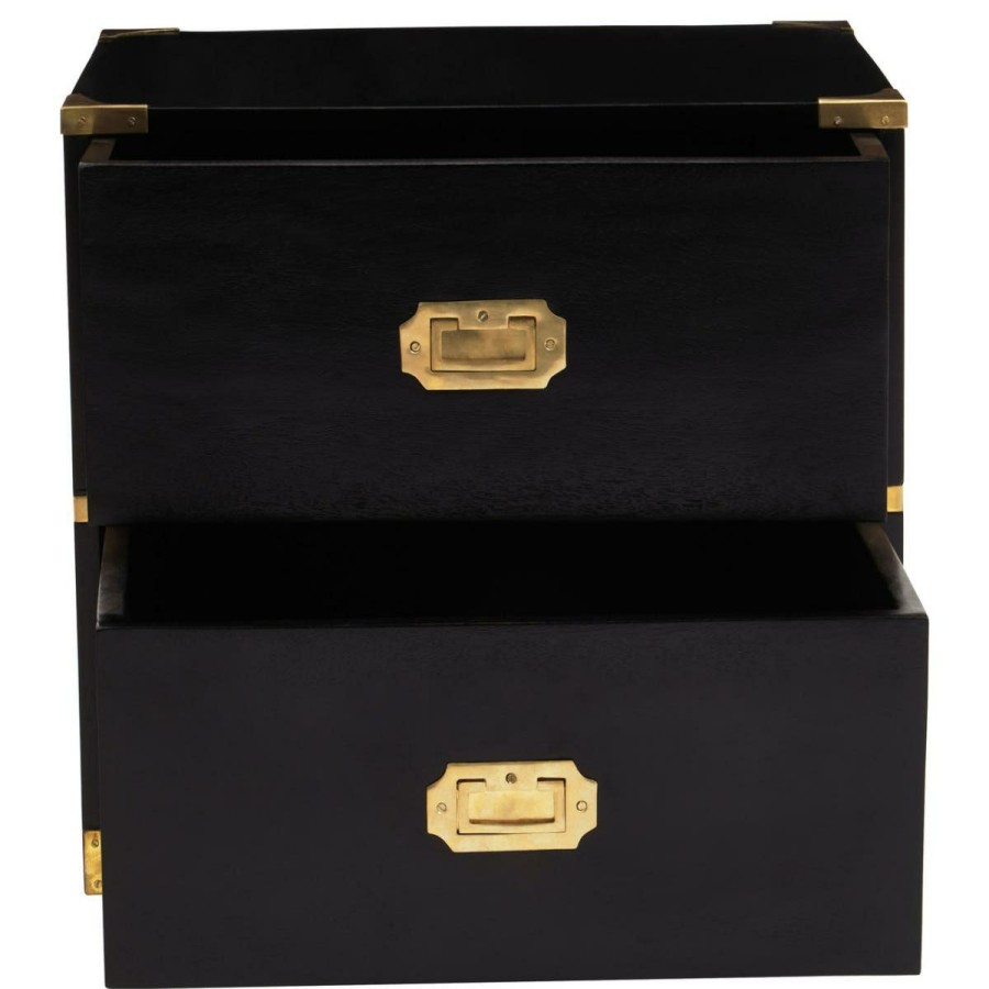 FURNITURE Fifty Five South Chest of Drawers | Sarter Two Drawer Black Mango Wood Chest